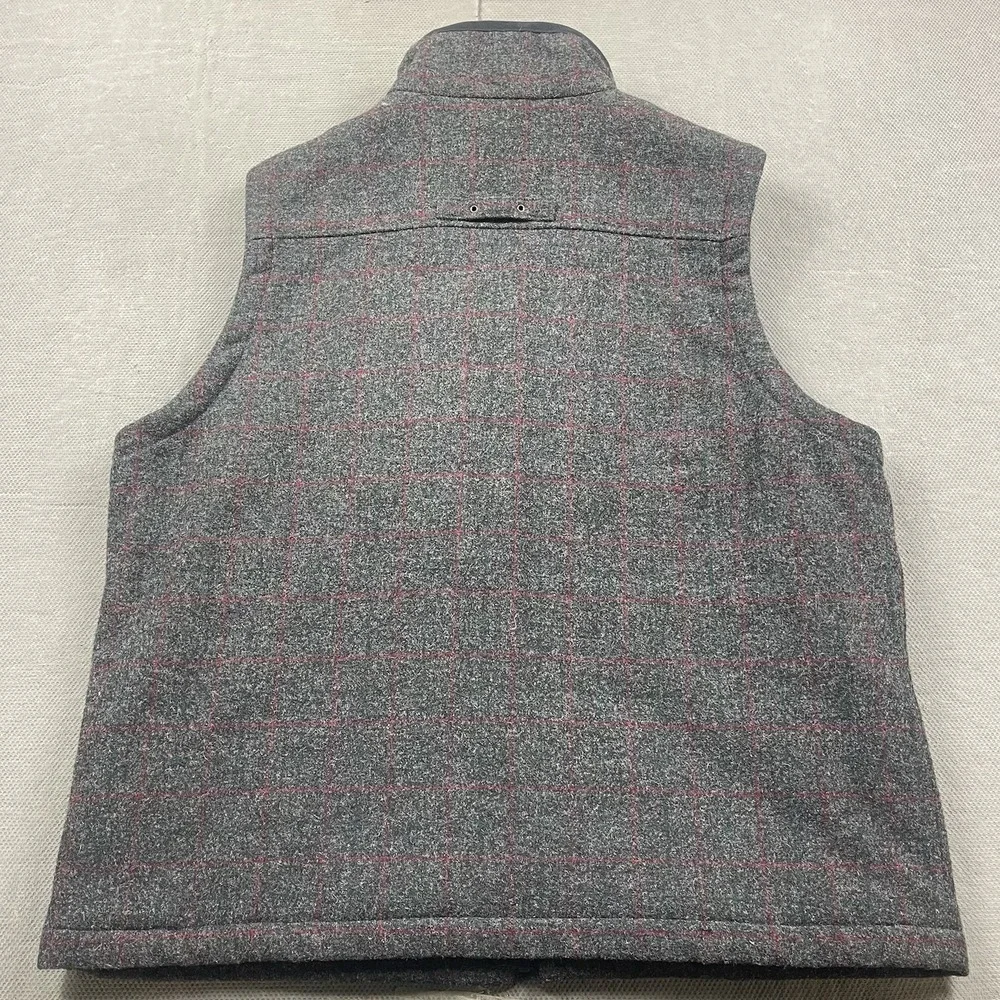 LL Bean Vest Mens XL Gray Plaid Wool‎ Blend Full Zip Quilt Insulated